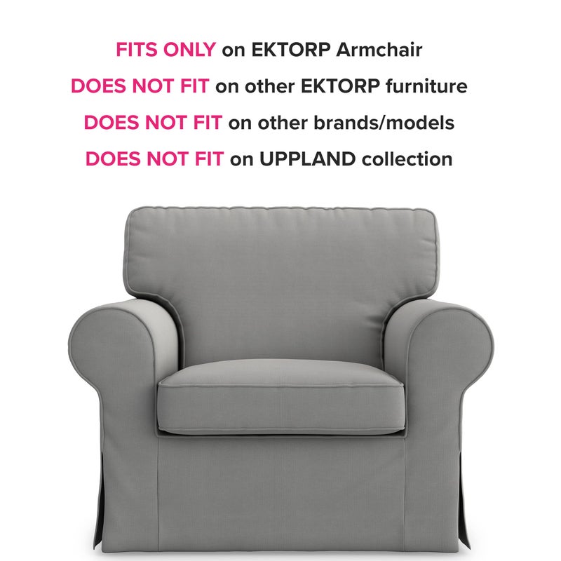 MASTERS OF COVERS Ektorp Armchair 5 Color Cotton Cover for The IKEA Ektorp Chair Slipcover Replacement(Cotton-Grey)(Armchair Cover Only!) - Image 2